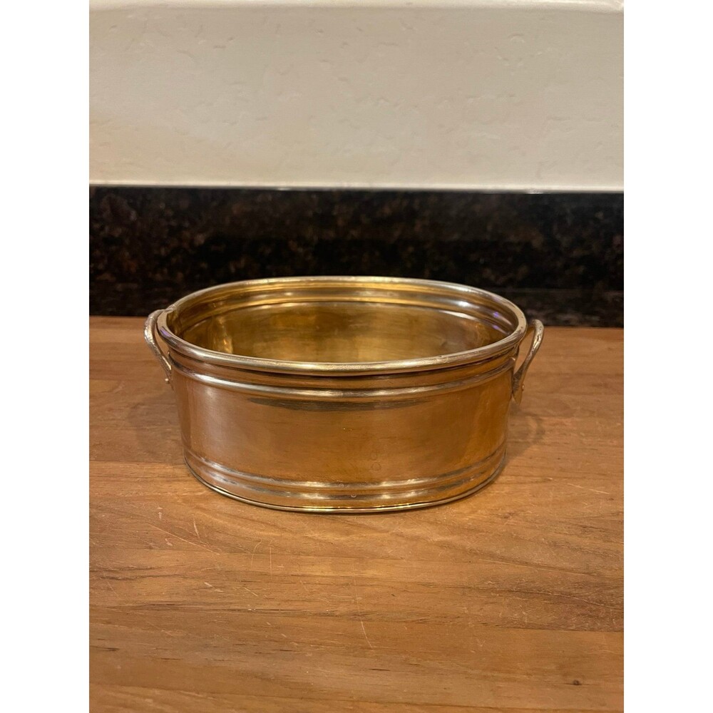 Vintage Solid Brass Oval Planter with Handles